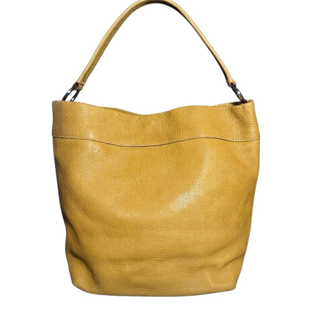 PRADA Caramel Brown Vitello Daino Leather Bucket Bag Luggage Tag Auth - Picture 6 of 15